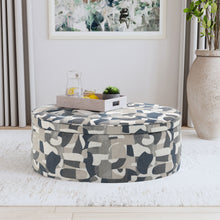 Load image into Gallery viewer, Tomkins - Oval Upholstered Storage Ottoman - Indigo Blue