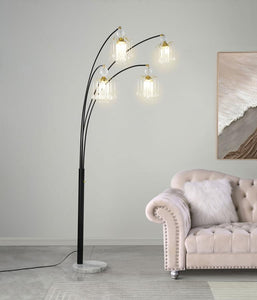 Maisel - Hanging Crystal Arc Tree Floor Lamp - Black
