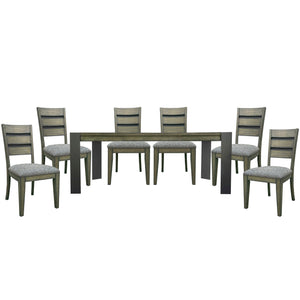 Cedar Fork - 78" Dining Table With 6 Ladderback Chairs - Smoked Arabica