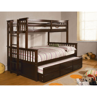 University - Twin Over Full Bunk Bed & Trundle - Dark Walnut