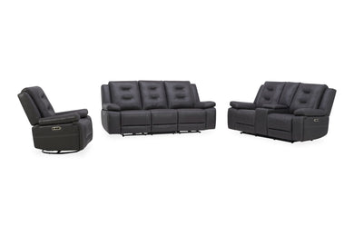 Caldwell - Power Reclining Sofa Loveseat And Recliner - Tahoe Charcoal