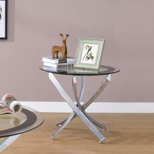 Load image into Gallery viewer, Brooke - Round Glass Top Side End Table Metal Base