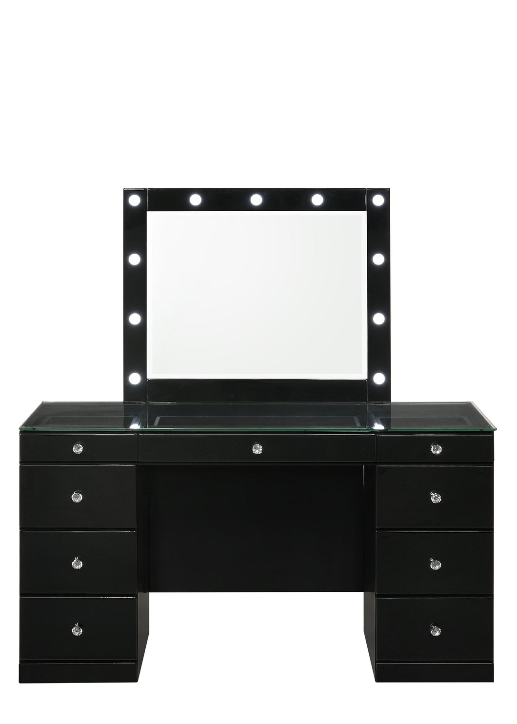 Avery - Vanity Desk With Glass Top And LED Mirroк