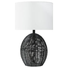 Load image into Gallery viewer, Indio - Drum Shade Handwoven Rattan Table Lamp - Black