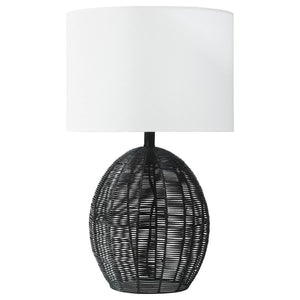 Indio - Drum Shade Handwoven Rattan Table Lamp - Black