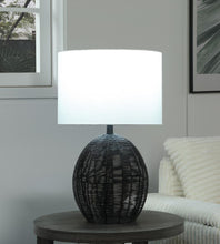 Load image into Gallery viewer, Indio - Drum Shade Handwoven Rattan Table Lamp - Black