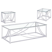 Load image into Gallery viewer, Lille - 3 Piece Glass Top Coffee End Sofa Table Set - Chrome