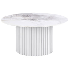 Load image into Gallery viewer, Rowena - Round Sintered Stone Coffee Table - White Faux Marble