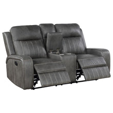 Load image into Gallery viewer, Raelynn - Upholstered Track Arm Motion Loveseat - Gray