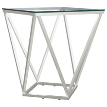 Load image into Gallery viewer, Brittania - Square Glass Top Geometric End Table - Nickel