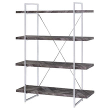 Load image into Gallery viewer, Grimma - 4-Shelf Bookshelf - Rustic Gray And Chrome