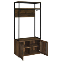 Load image into Gallery viewer, Quincy - 2 Door Coat Rack Hall Tree Storage Bench - Dark Pine