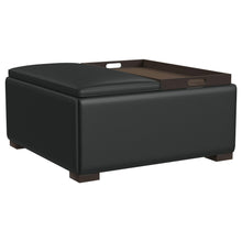 Load image into Gallery viewer, Paris - Upholstered Storage Ottoman With Tray - Black