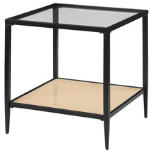 Load image into Gallery viewer, Amherst - Glass Top Metal with Cane Shelf End Table - Black