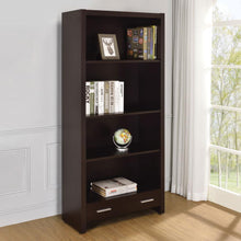 Load image into Gallery viewer, Skylar - 5-Shelf Bookcase With Drawer - Cappuccino