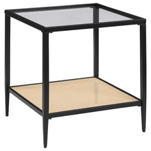 Load image into Gallery viewer, Amherst - Glass Top Metal with Cane Shelf End Table - Black