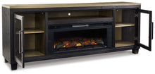 Load image into Gallery viewer, Foyland - Black / Brown - 83&quot; TV Stand With Electric Infrared Fireplace Insert