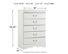 Load image into Gallery viewer, Anarasia - White - Five Drawer Chest