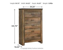 Load image into Gallery viewer, Trinell - Brown - Five Drawer Chest