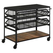 Load image into Gallery viewer, Evander - Marble Top Kitchen Cart With Removable Shelves - Black