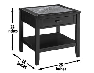 Garvine - Sintered Stone End Table - Black