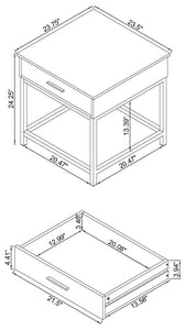 Byers - 1-Drawer Square Engineered Wood End Table - Brown Oak