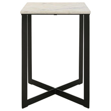 Load image into Gallery viewer, Tobin - Square Marble Top End Table - White And Black