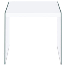 Load image into Gallery viewer, Opal - Square Glass Frame Side End Table - White High Gloss