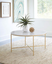 Load image into Gallery viewer, Ellison - Round Marble Top Coffee Table - White And Gold