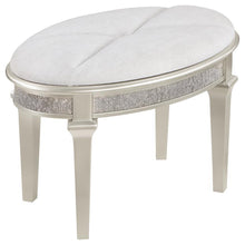 Load image into Gallery viewer, Evangeline - Upholstered Oval Vanity Stool Silver And Ivory - Silver Oak