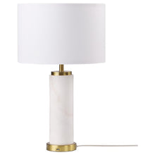 Load image into Gallery viewer, Lucius - Drum Shade Marble Body Table Lamp - White