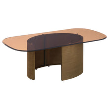 Load image into Gallery viewer, Morena - Rectangular Tawny Glass Coffee Table - Brushed Bronze