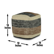 Load image into Gallery viewer, Jamal - Square Handwoven Woolen Pouf - Beige