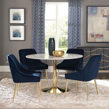 Load image into Gallery viewer, Kella - 5 Piece Round Marble Top Dining Set - Blue And Gold