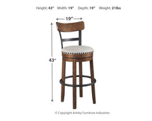 Load image into Gallery viewer, Valebeck - Tall Upholstered Swivel Barstool