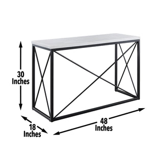 Skyler - White Marble Top Rectangular Sofa Table - White