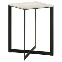 Load image into Gallery viewer, Tobin - Square Marble Top End Table - White And Black