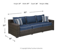 Load image into Gallery viewer, Grasson - Brown / Blue - Sofa With Cushion