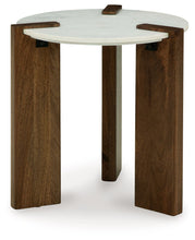 Load image into Gallery viewer, Isanti - White / Brown - Round End Table