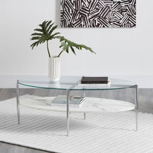 Load image into Gallery viewer, Cadee - Oval Glass Top Coffee Table - White And Chrome