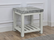 Load image into Gallery viewer, Canova - Gray Marble Top End Table - White