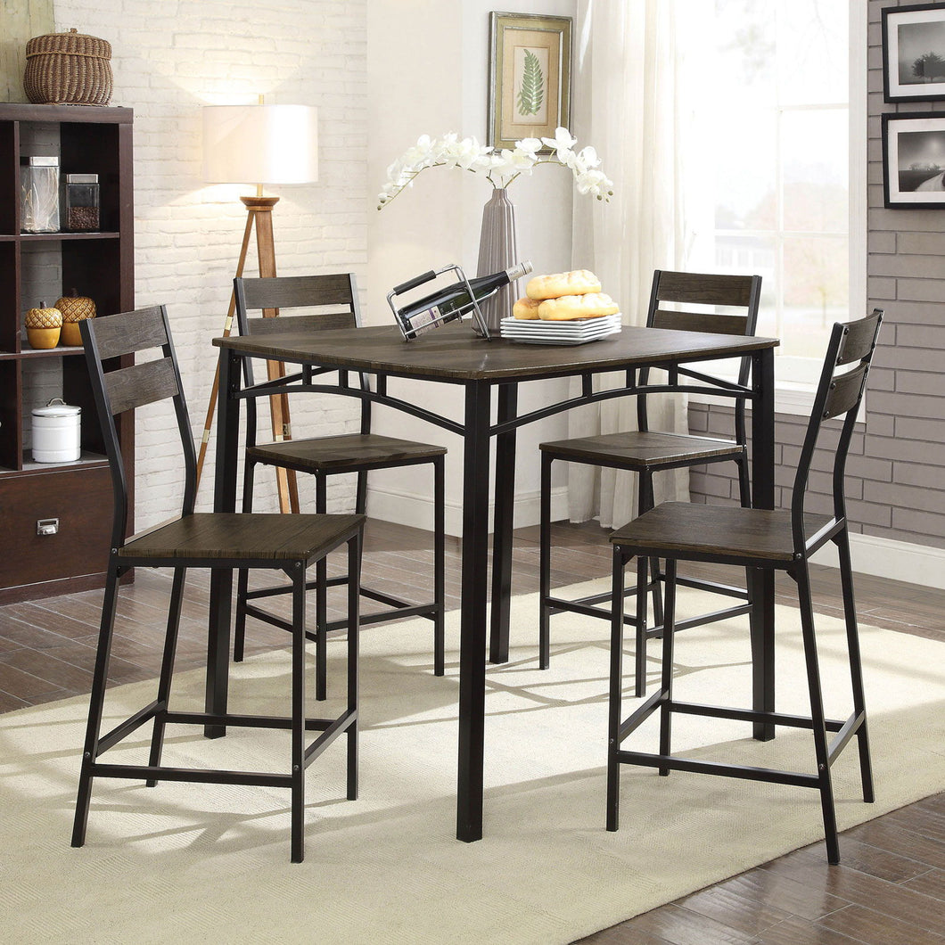 Westport - 5 Piece Counter Height Table Set - Antique Brown / Black