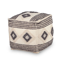 Load image into Gallery viewer, Dalia - Square Handwoven Woolen Pouf - Beige