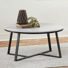 Load image into Gallery viewer, Hugo - Round Faux Marble Coffee Table - White And Matte Black