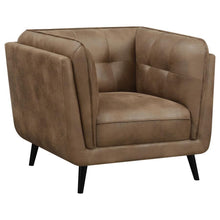 Load image into Gallery viewer, Thatcher - Upholstered Tuxedo Arm Tufted Accent Chair - Brown