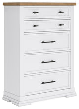 Load image into Gallery viewer, Ashbryn - White / Natural - Five Drawer Chest