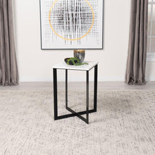 Load image into Gallery viewer, Tobin - Square Marble Top End Table - White And Black