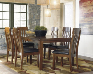 Ralene - Medium Brown - 7 Pc. - Rectangular Dining Room Butterfly Extension Table, 6 Upholstered Side Chairs