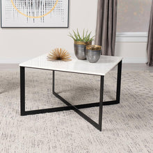 Load image into Gallery viewer, Tobin - Square Marble Top Coffee Table - White And Black