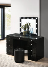 Load image into Gallery viewer, Avery - Vanity Desk With Glass Top, LED Mirror &amp; Stool - Black